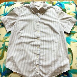 Classic Gray Striped Button Down Shirt
